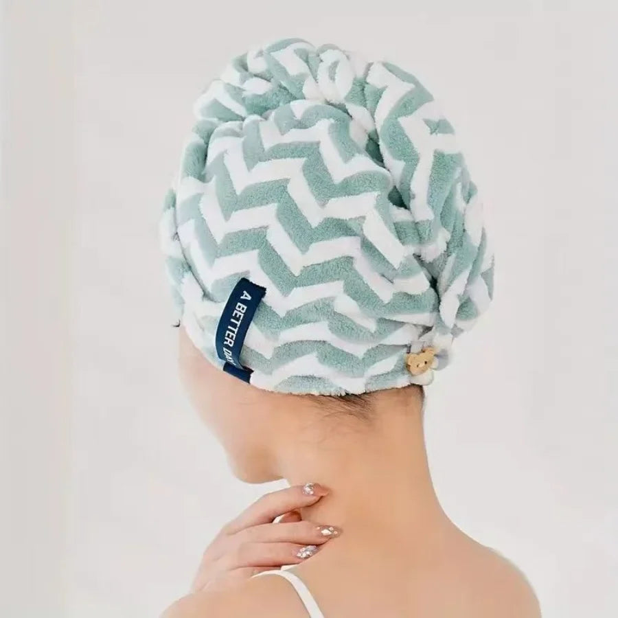 Stripped Microfiber Hair Dry Towel Quick Drying Absorbent Soft Touch Hair Towel Wrap for Bath And Beach & Travel Towel