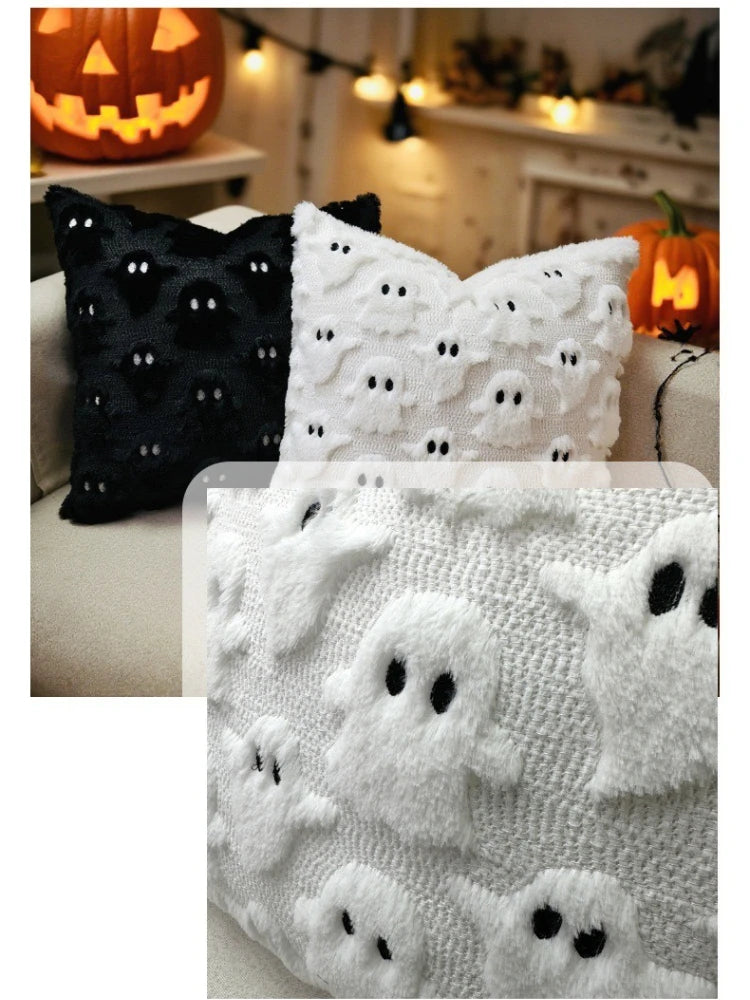 Halloween White 45x45cm Cute Ghost Decoration Pillow Cover Home Bedroom Living Room Sofa Fall Decor Halloween Pillow Covers