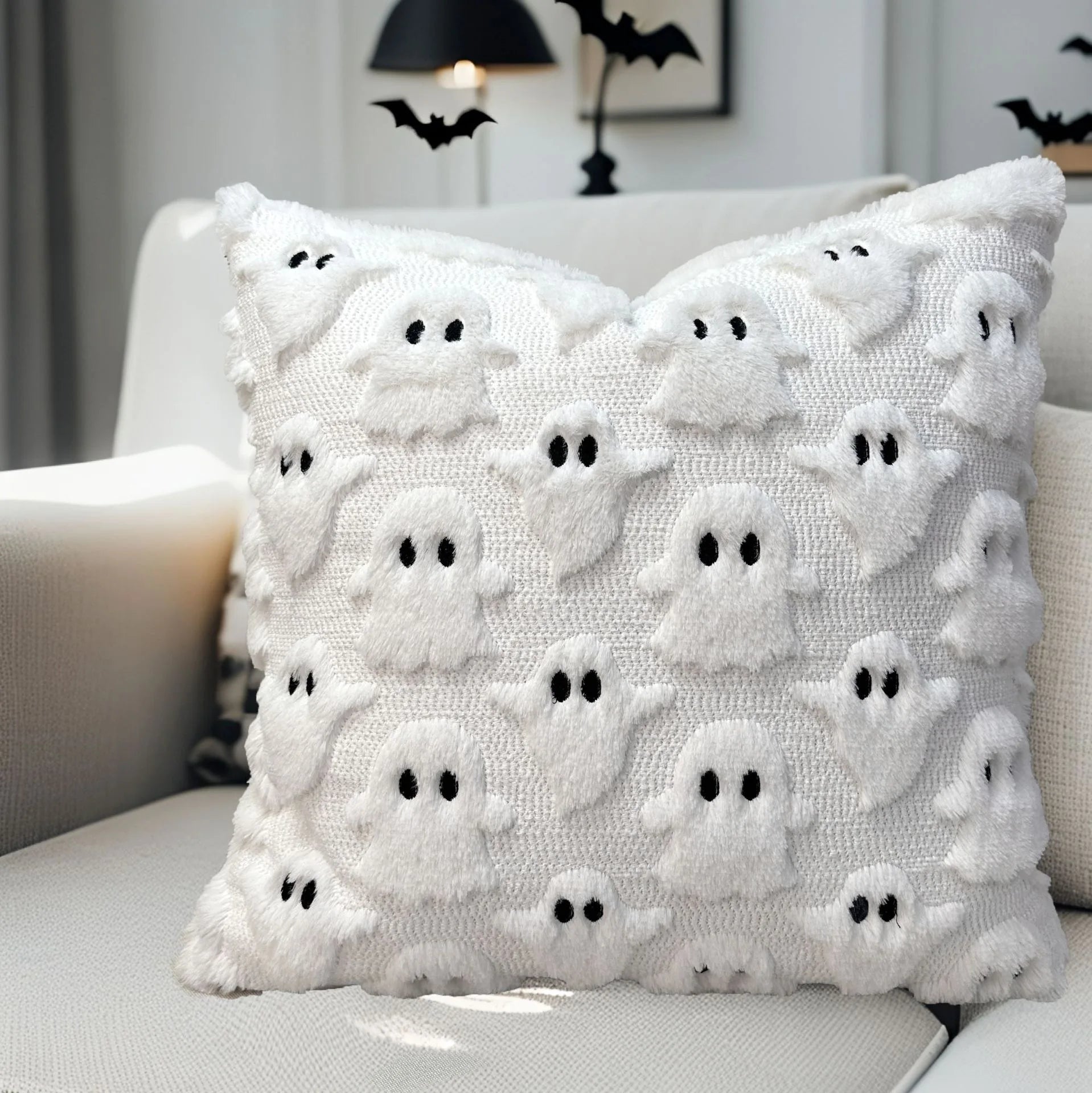 Halloween White 45x45cm Cute Ghost Decoration Pillow Cover Home Bedroom Living Room Sofa Fall Decor Halloween Pillow Covers