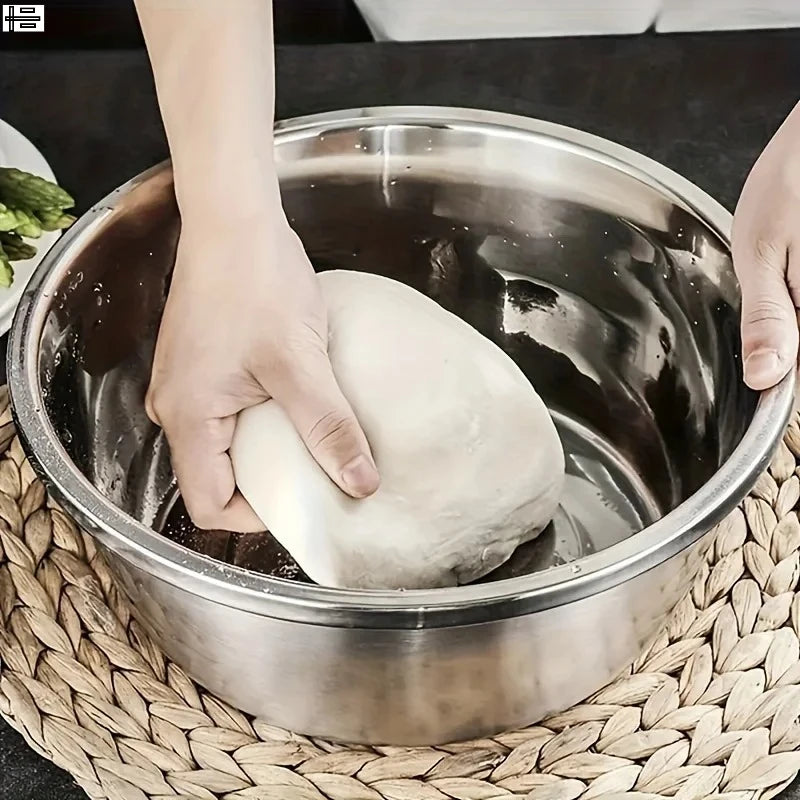 3-Piece Stainless Steel Multifunctional Strainer, and Mixing Bowl for Washing and Slicing Fruits, Vegetables