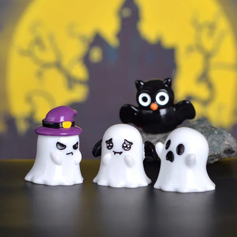 Halloween Micro Landscape Miniature Figurines Resin Craft Mini Fairy Garden Ornaments Cute Pumpkin Ghost Home Decor