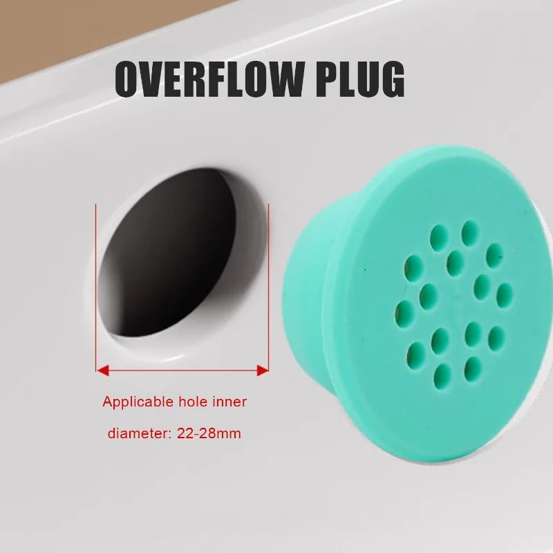 Silicone Sink Hole Overflow Cover Odor-proof Bathroom Wash Basin Seal Stopper Replacement Bathtub Drain Cap Plug Hair Filter