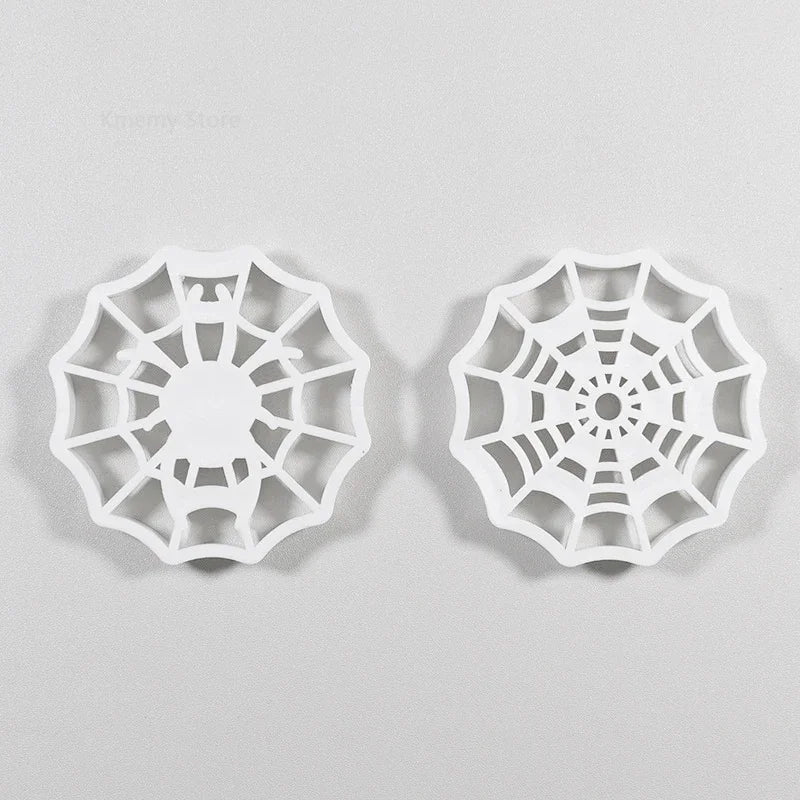 2/1pc Halloween Spider Web 3D Cookie Cutters Cartoon Spider Plastic Pressable Biscuit Stamp Chocolate Mold Cake Decorating Tools
