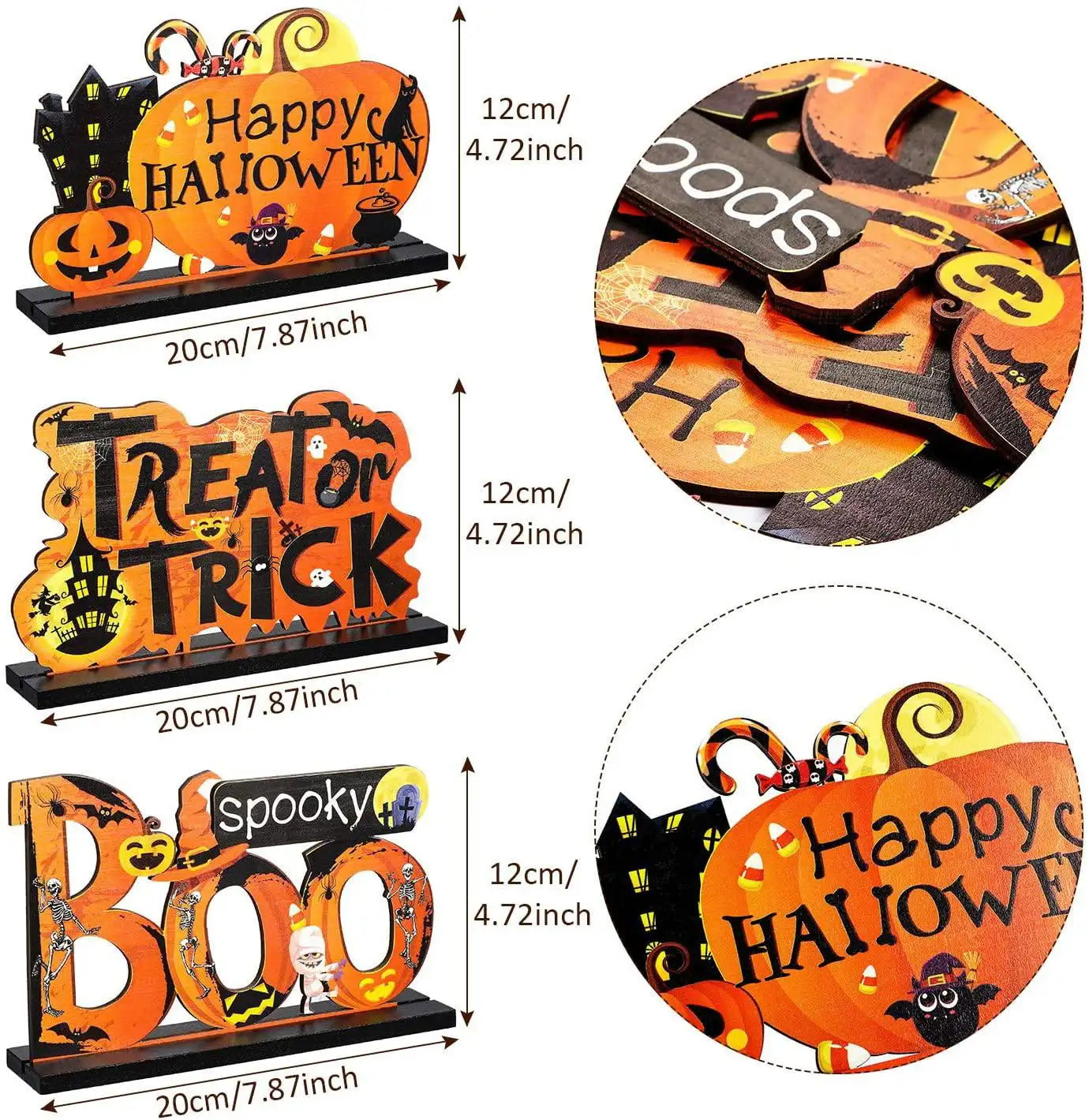 Creative Halloween Wooden Handicraft Decoration Halloween Desktop Ornaments Set Happy Helloween Party Trick ot Treat Decor