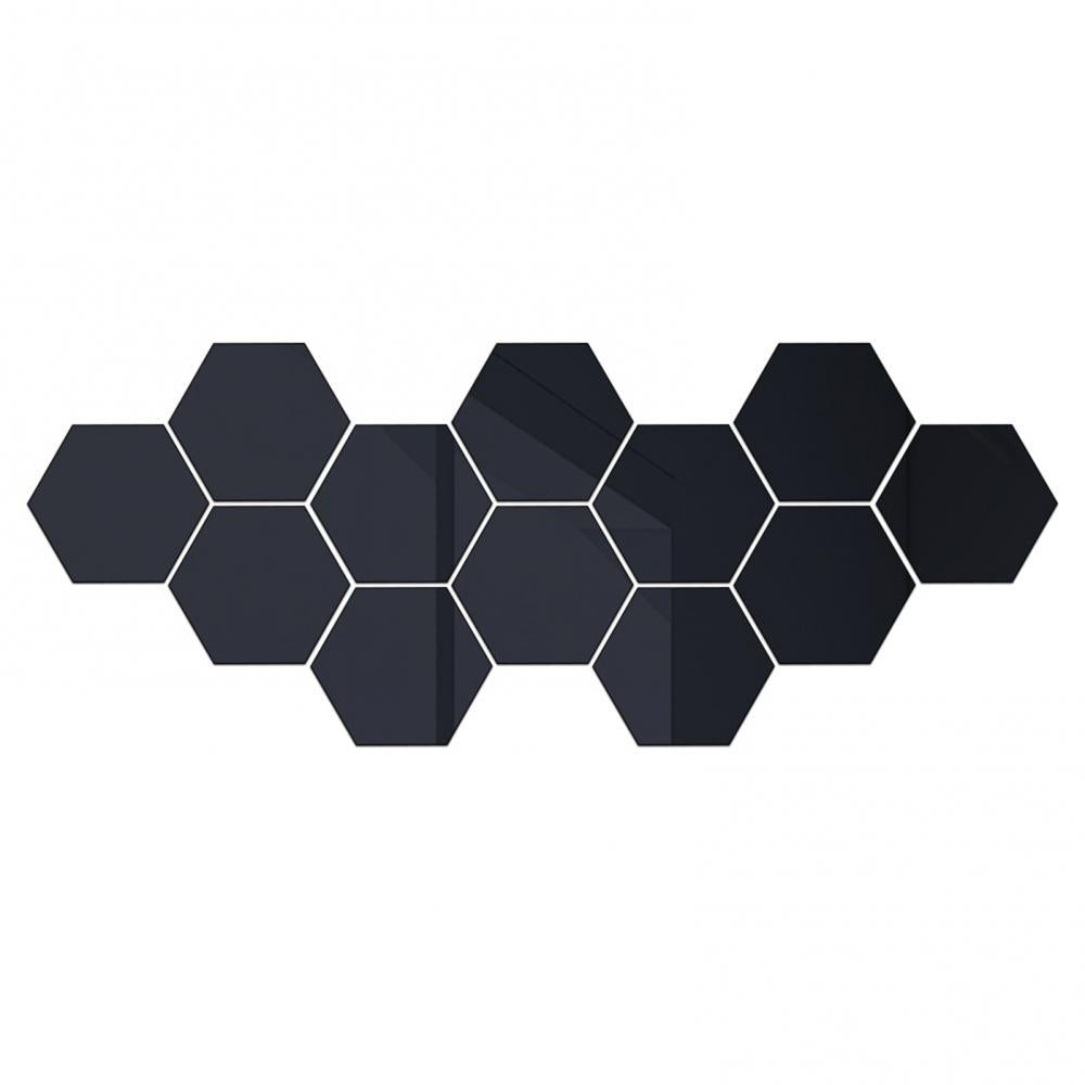 12Pcs Hexagonal Self Adhesive Mirror 3D Mirror Wall Sticker Home Decor Decorations DIY Removable Living Room Decal Art Ornaments