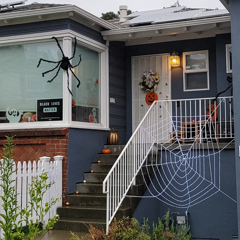 150/250cm Black White Spider Web Giant Stretchy Cobweb For Home Bar Garden Haunted House Horror Props Halloween Party Decoration