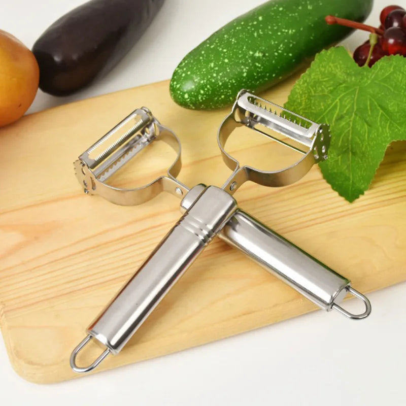 3-in-1 Stainless Steel Peeler - Multi-Function Vegetable Peeler, Julienne Slicer, Grater for Kitchen, Easy Grip Ergonomic Design