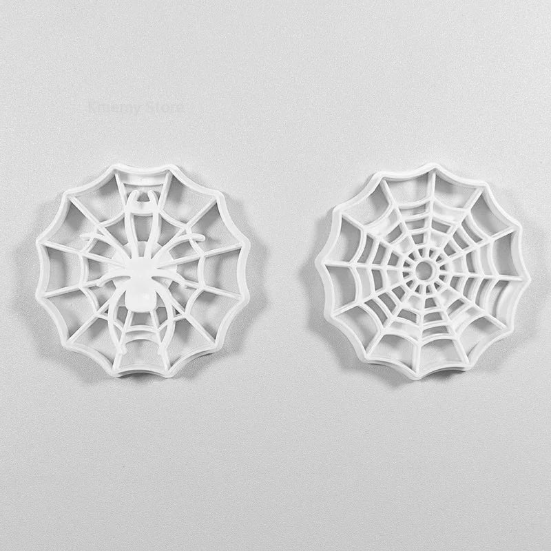2/1pc Halloween Spider Web 3D Cookie Cutters Cartoon Spider Plastic Pressable Biscuit Stamp Chocolate Mold Cake Decorating Tools