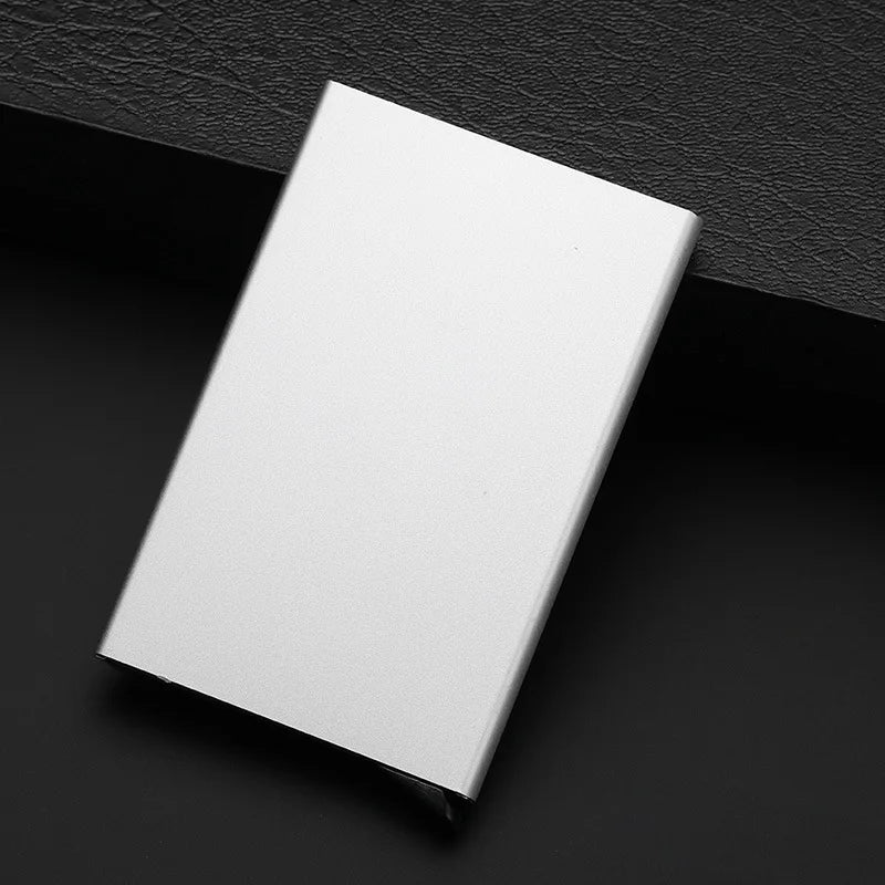 Portable Bank Card Box Anti-theft Brush ID Credit Card Box Simple Business Card Box Aluminum Alloy Card Box Metal Wallets Pocket