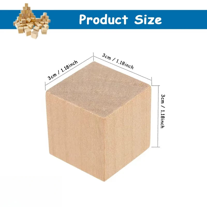 50/100pcs 20/25/30mm Unfinished Wooden Cubes, Blank Wood Blocks for DIY Craft, Painting, Baby Shower, Puzzle Making, Home Decor