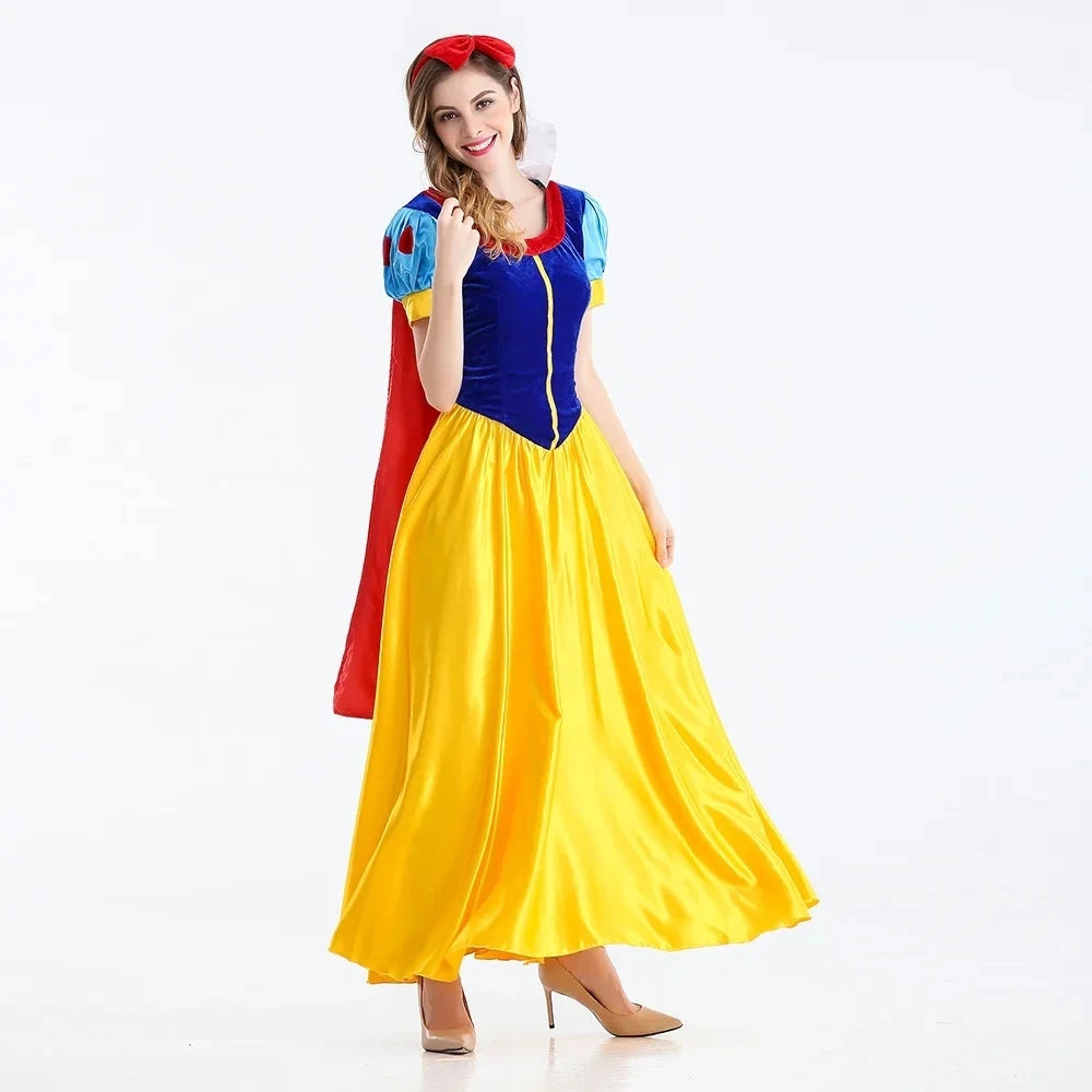 Classic Fairy Tale Snow White Princess Costume Adults Women Halloween Performance Fantasia Princess Cosplay Role Playing Dresses