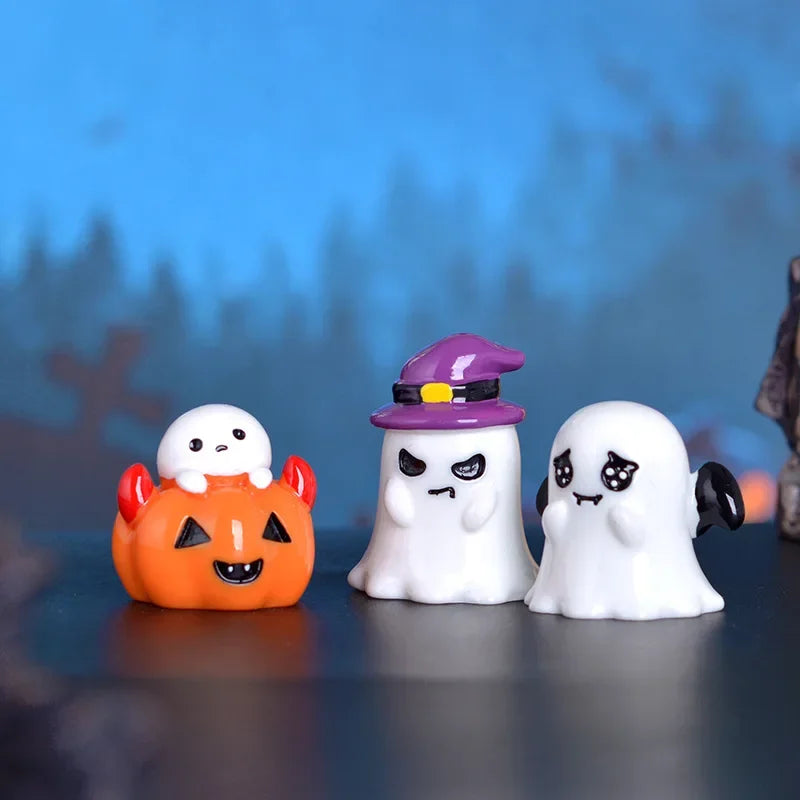 Halloween Micro Landscape Miniature Figurines Resin Craft Mini Fairy Garden Ornaments Cute Pumpkin Ghost Home Decor