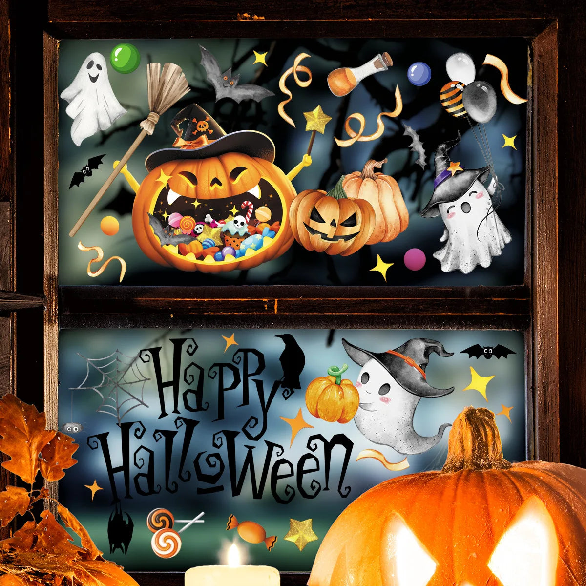 Halloween Decoration Window Stickers Ghost Festival Electrostatic Glass Stickers Mall Glass Window Dress Up Sticker Decor
