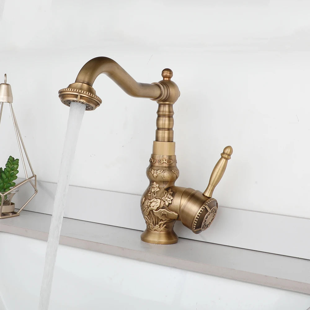 KEMAIDI Brass Bathroom Faucet Black Single Handle Kitchen Faucet Multifunctional 360 Degree Swivel Spout High Arc Splash Filter