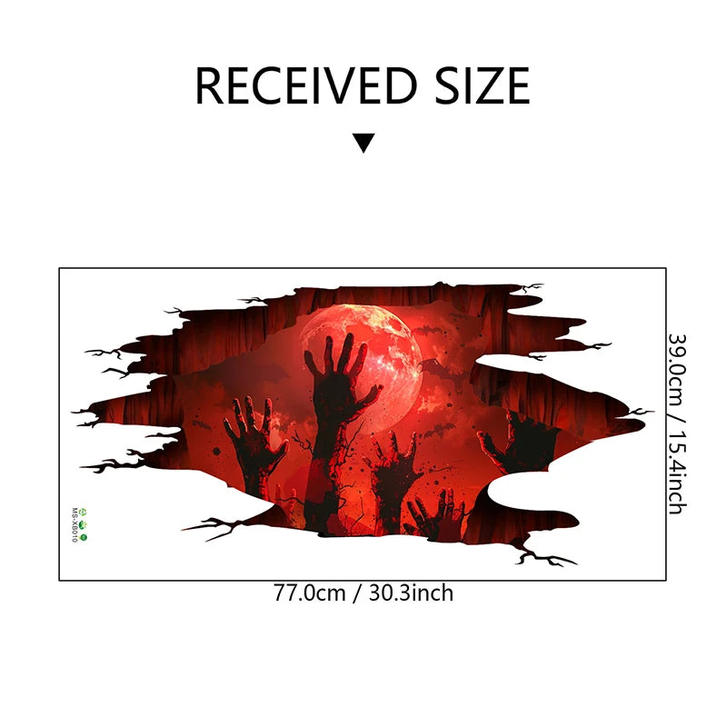 Halloween 3D Floor Wall Stickers Scary Ghost Removable Interior Decoration Scary Atmosphere Bar Party Spooky Decoration Props