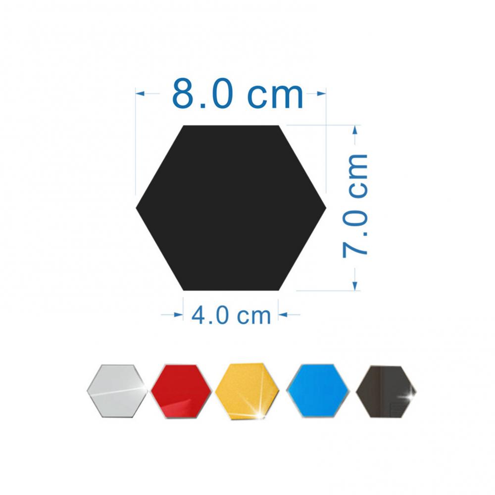 12Pcs Hexagonal Self Adhesive Mirror 3D Mirror Wall Sticker Home Decor Decorations DIY Removable Living Room Decal Art Ornaments