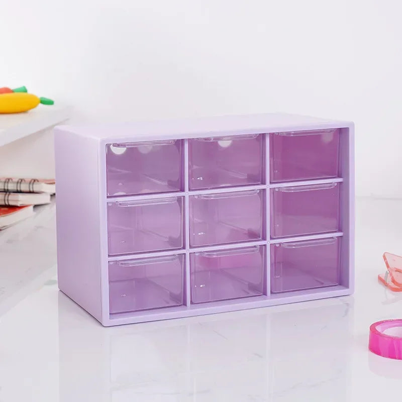 9 Grid drawer organizer Transparent Cute Small Drawer Partitioned Student Desk Wall-mounted Sundries Storage Box