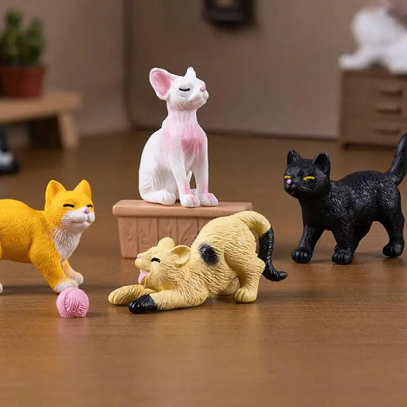 6PCS DIY Micro Landscape Resin Cat Ornament Animal Miniature Fairy Garden Decoration Kitten Figurine Home Decor Accessories