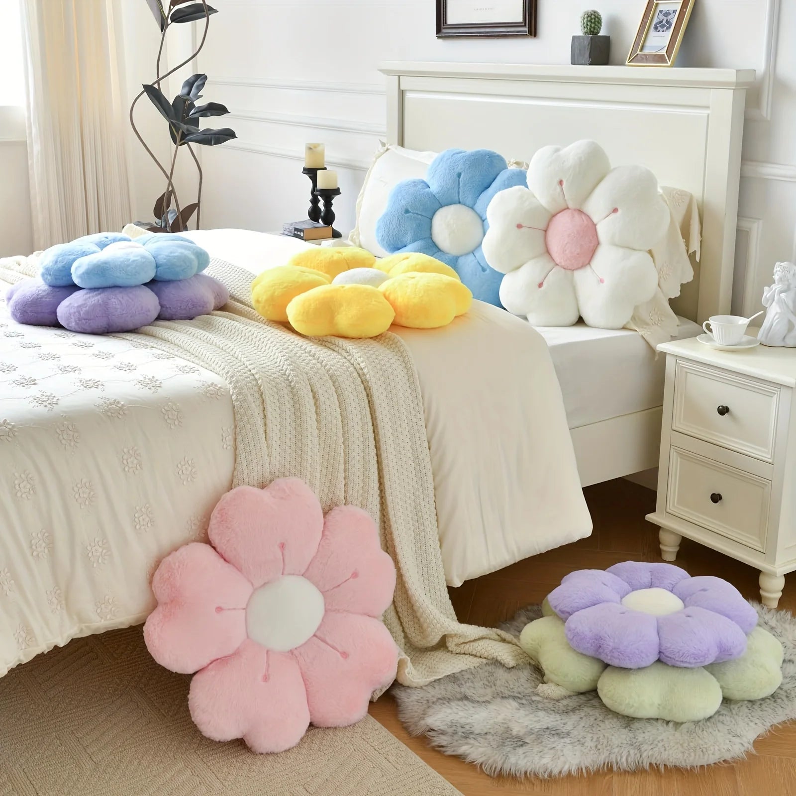 Flower-Shaped Plush Throw Pillow - Comfortable and Cute Mattress and Sofa Decor Cushion, Chair Cushion floor cushion