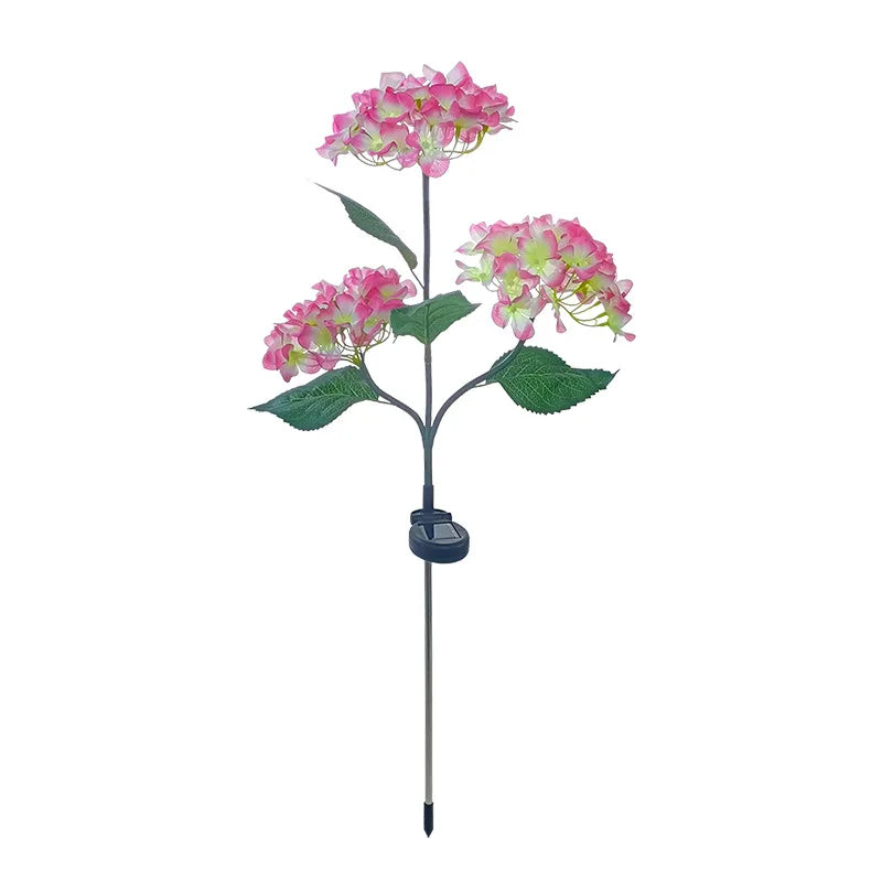 Outdoor Solar Garden Light Solar Flower Lights with 3 Hydrangea Flowers Waterproof Solar Lights for Yard Patio Solar Lawn Lamp