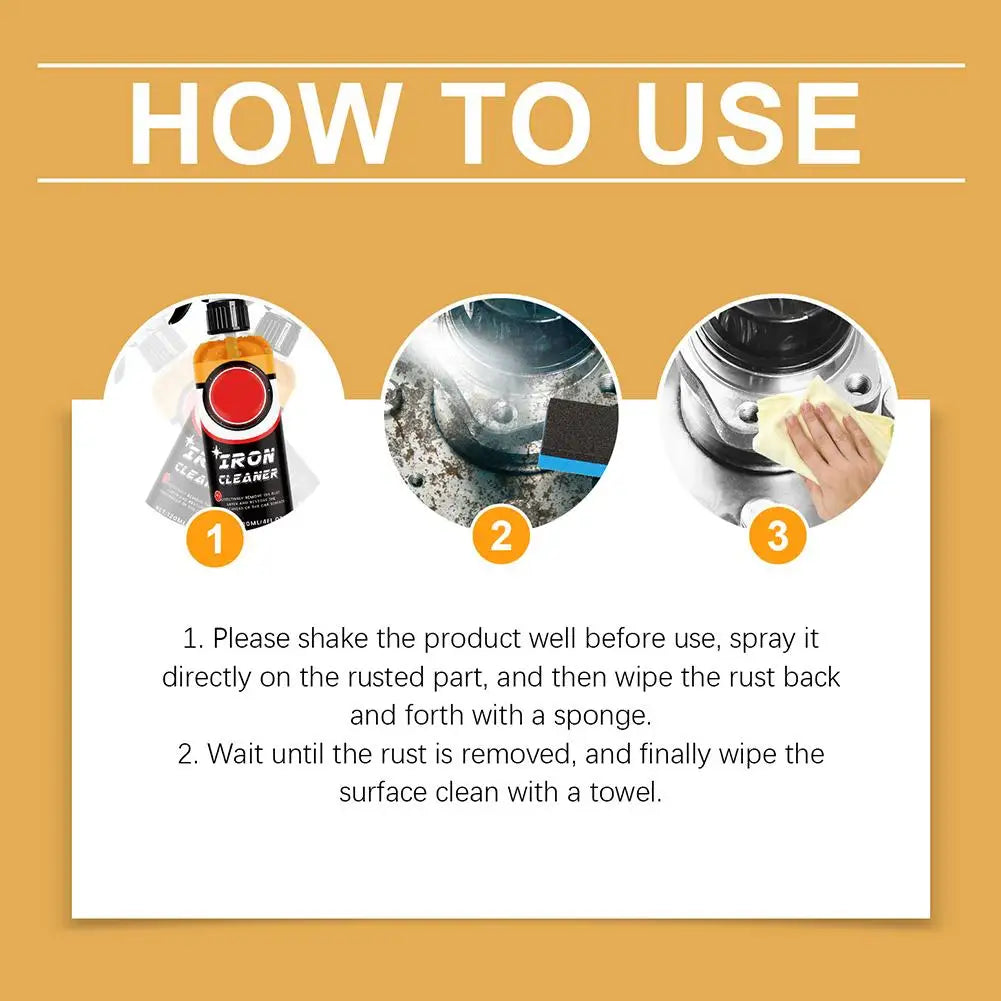 Rust Remover Spray 120ml Car Iron Remover Spray Long-lasting Auto Detailing Cleaner Automobile Maintenance Supplies For Bod N2O2