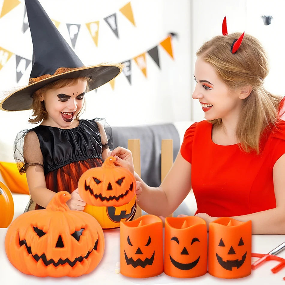 Halloween Led pumpkin lantern Light Home Decoration Candle Lamp Halloween Party Supplies Haunted House Horror Props Kids Gifts