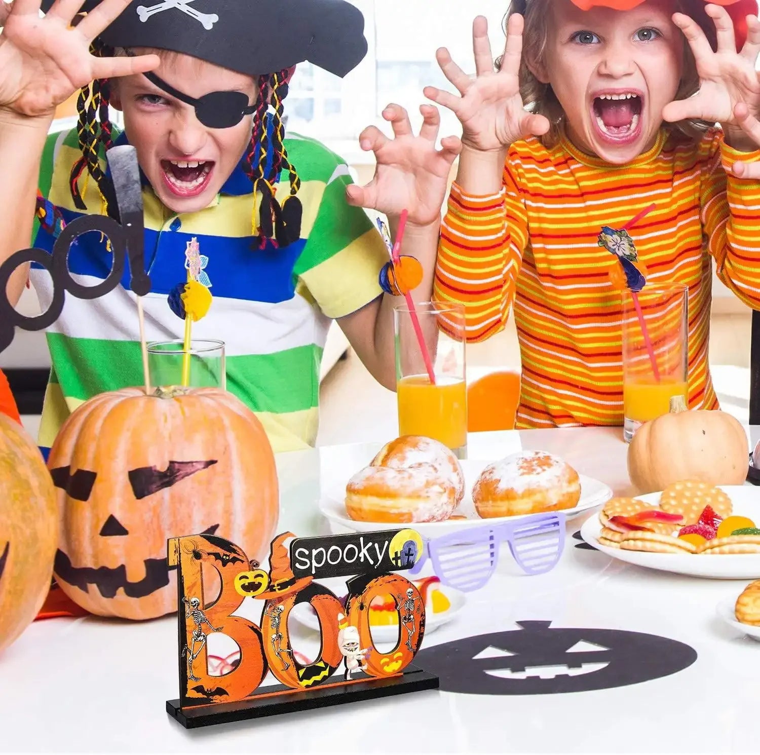 Creative Halloween Wooden Handicraft Decoration Halloween Desktop Ornaments Set Happy Helloween Party Trick ot Treat Decor