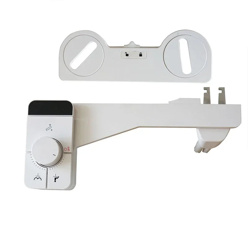 Adjustable Water Pressure Ass Sprayer Bidet Sprayer Attachment Non-Electric Ultra-Slim Toilet Seat Attachment Dual Nozzle Bide