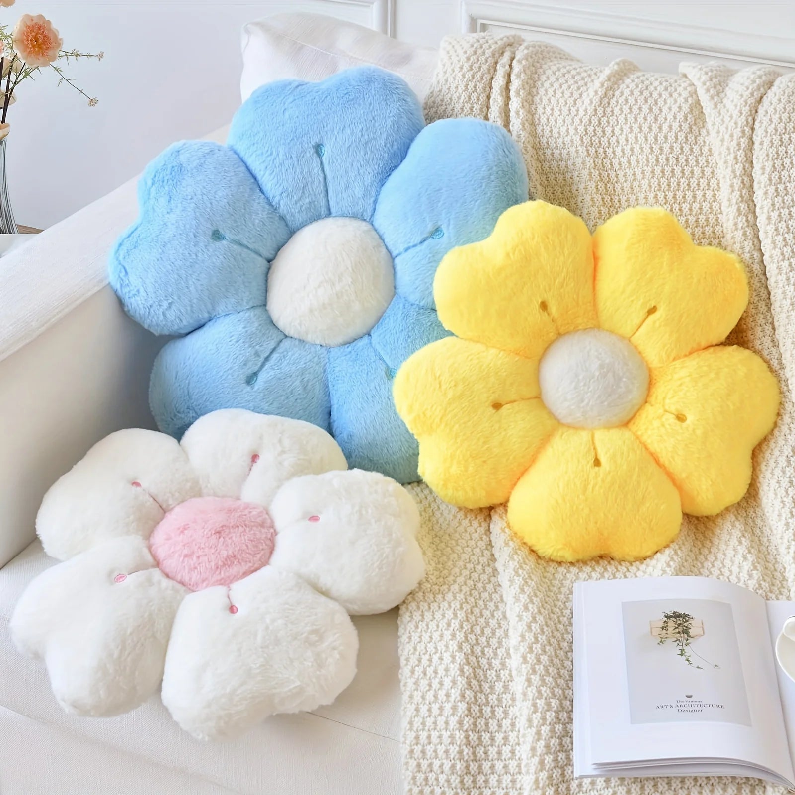 Flower-Shaped Plush Throw Pillow - Comfortable and Cute Mattress and Sofa Decor Cushion, Chair Cushion floor cushion