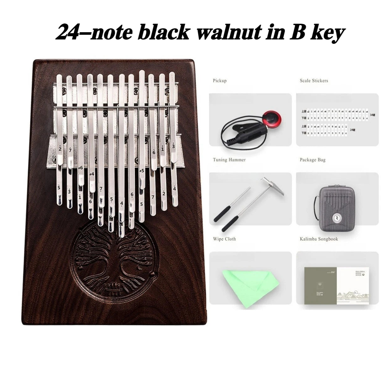 Wooden 24 Keys Kalimba Portable Double Layered Thumb Piano Adults Healing Finger Piano Birthday Gift Keyboard Instruments
