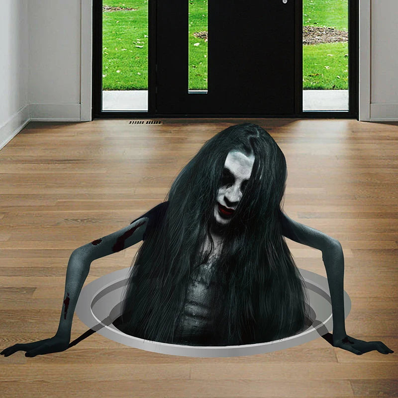 Halloween 3D Floor Wall Stickers Scary Ghost Removable Interior Decoration Scary Atmosphere Bar Party Spooky Decoration Props