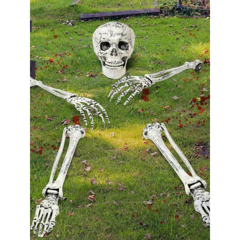 Halloween Skeleton Stake Decorations, Realistic Skull Halloween Props, Spooky Yard Decoration with Arm, Garden Halloween Decor