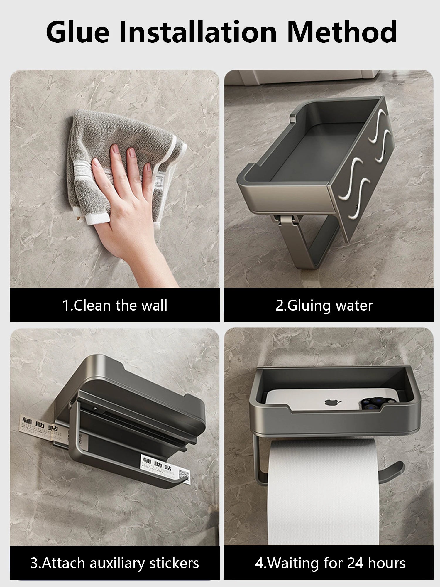 Toilet Paper Holder Space Aluminum Wall Mounted Black Toilet Paper Roll Holder Bathroom Accessories Hardware Decor Storage Shelf