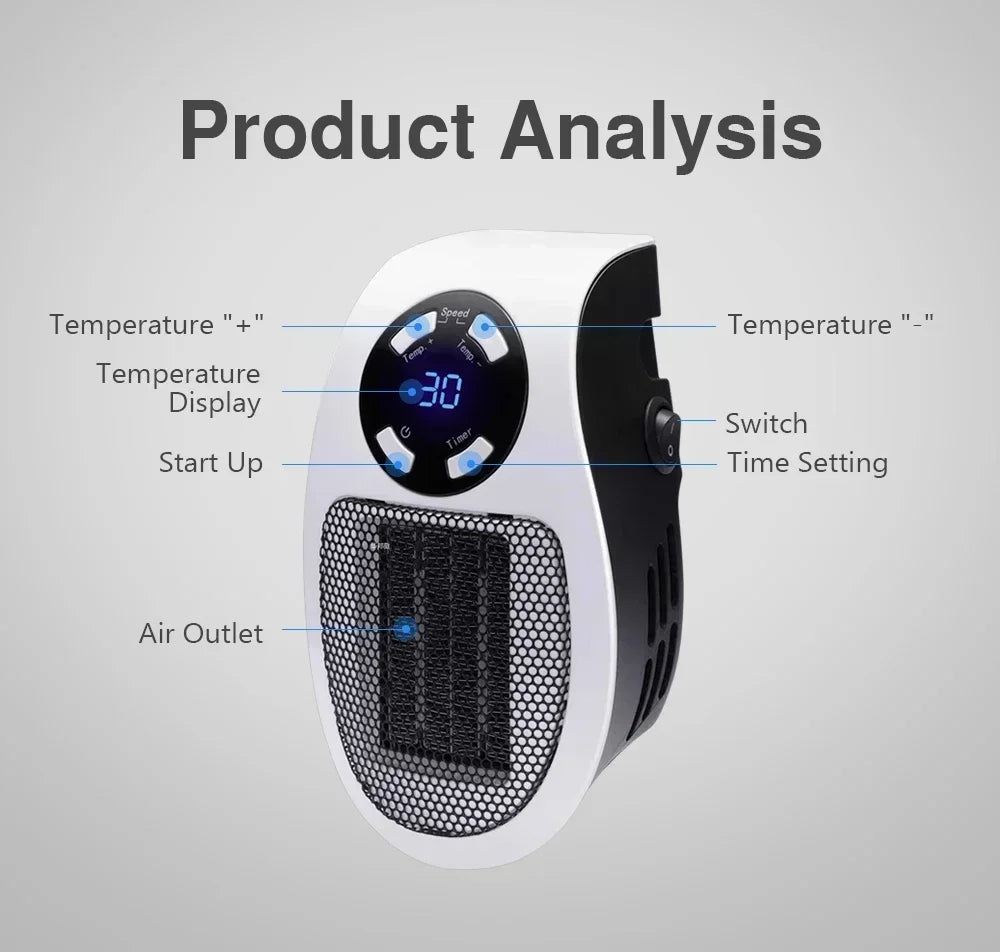 Mini Electric Portable Heater Wall-Outle Air Heater Powerful Warm Blower Household Radiator Remote Warmer Room Heating Stove
