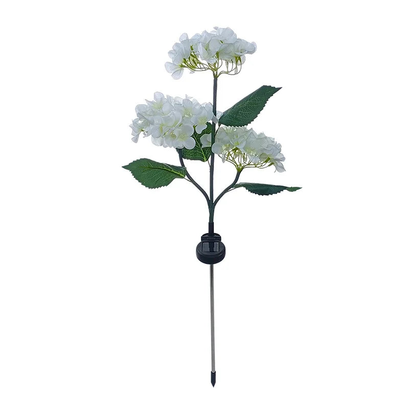 Outdoor Solar Garden Light Solar Flower Lights with 3 Hydrangea Flowers Waterproof Solar Lights for Yard Patio Solar Lawn Lamp