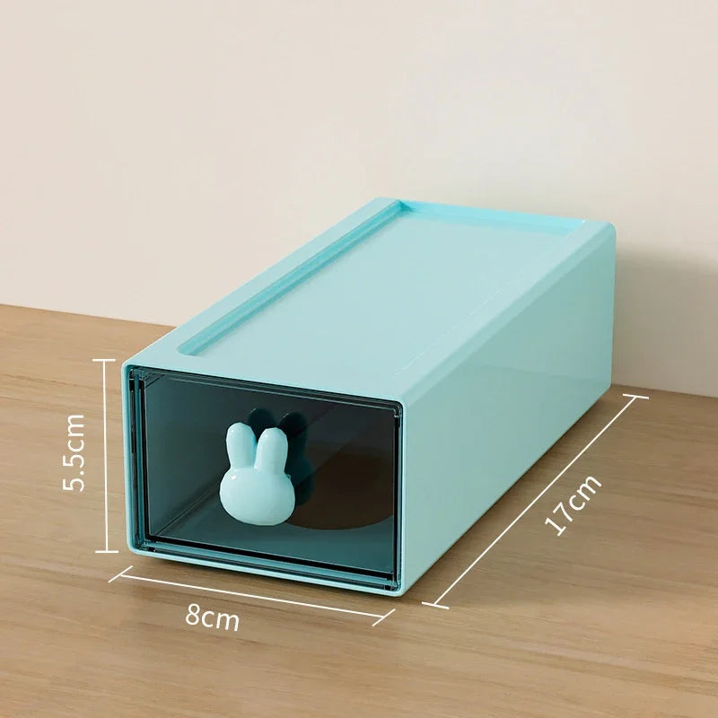 Rabbit Kawaii Desktop Organizer Office Transparent Drawer Student Desk Stationery and Sundry Storage Shelf Pen Holder Stationery