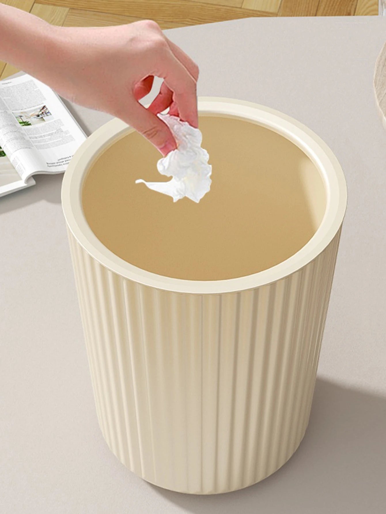 Home Trash Can Desktop Wastebasket High Capacity Bathroom Toilet Garbage Cube Garbage Recycle Bin Kitchen Food Waste Disposal