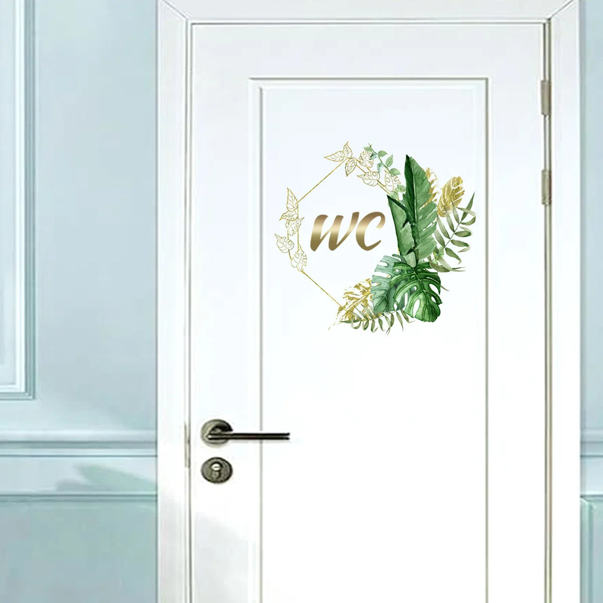 Green Plants Men and Women WC Wall Sticker for Bathroom Decoration Vinyl Home Decals Waterproof Poster Door Stickers Toilet Sign