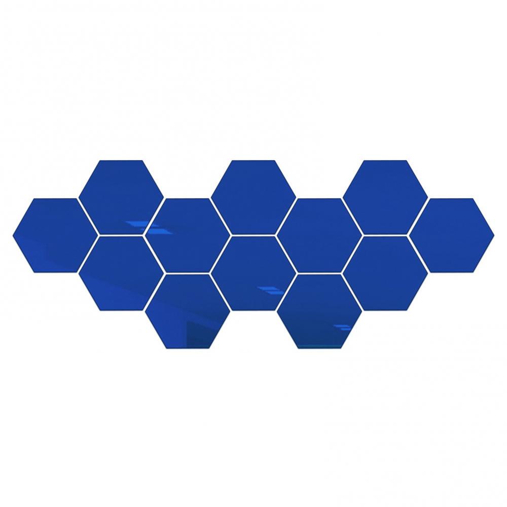 12Pcs Hexagonal Self Adhesive Mirror 3D Mirror Wall Sticker Home Decor Decorations DIY Removable Living Room Decal Art Ornaments