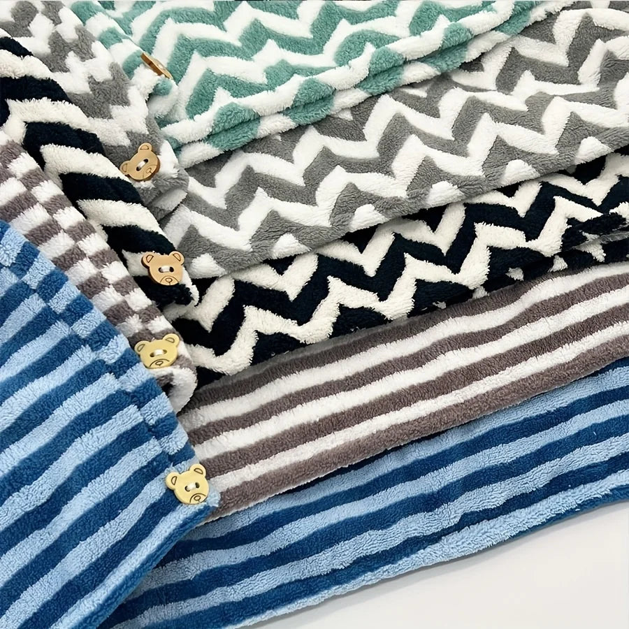 Stripped Microfiber Hair Dry Towel Quick Drying Absorbent Soft Touch Hair Towel Wrap for Bath And Beach & Travel Towel