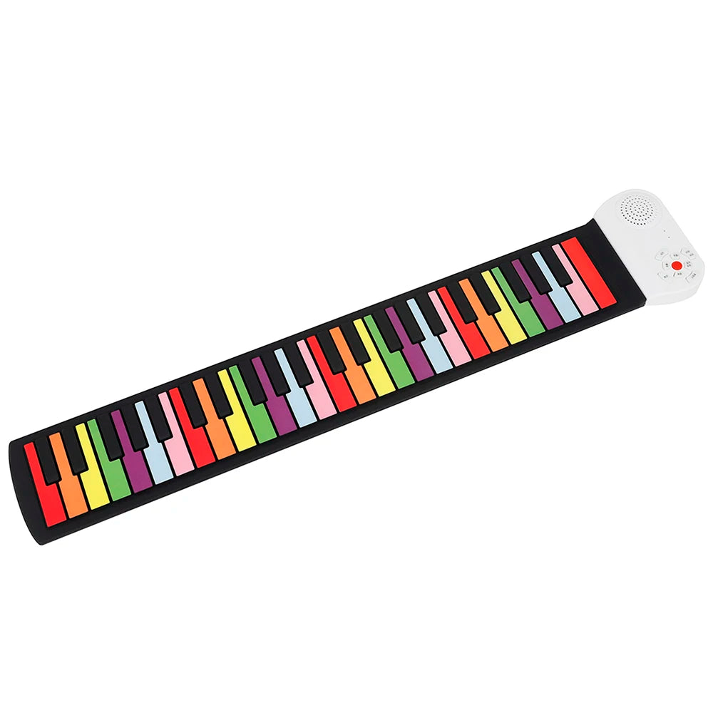 49 Keys Hand Roll Piano Portable Foldable Colorful Keyboard Hand Roll Electric Piano Rainbow Key Rechargeable Kids Child Gift