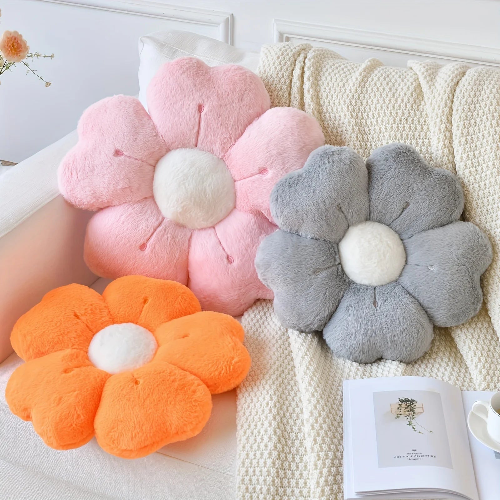 Flower-Shaped Plush Throw Pillow - Comfortable and Cute Mattress and Sofa Decor Cushion, Chair Cushion floor cushion