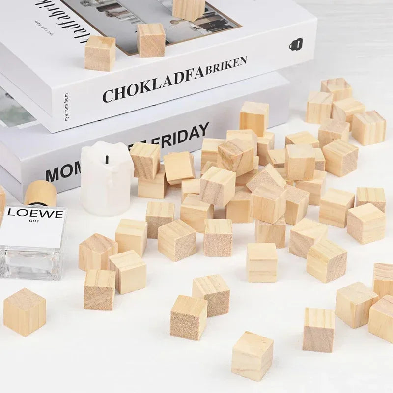 50/100pcs 20/25/30mm Unfinished Wooden Cubes, Blank Wood Blocks for DIY Craft, Painting, Baby Shower, Puzzle Making, Home Decor