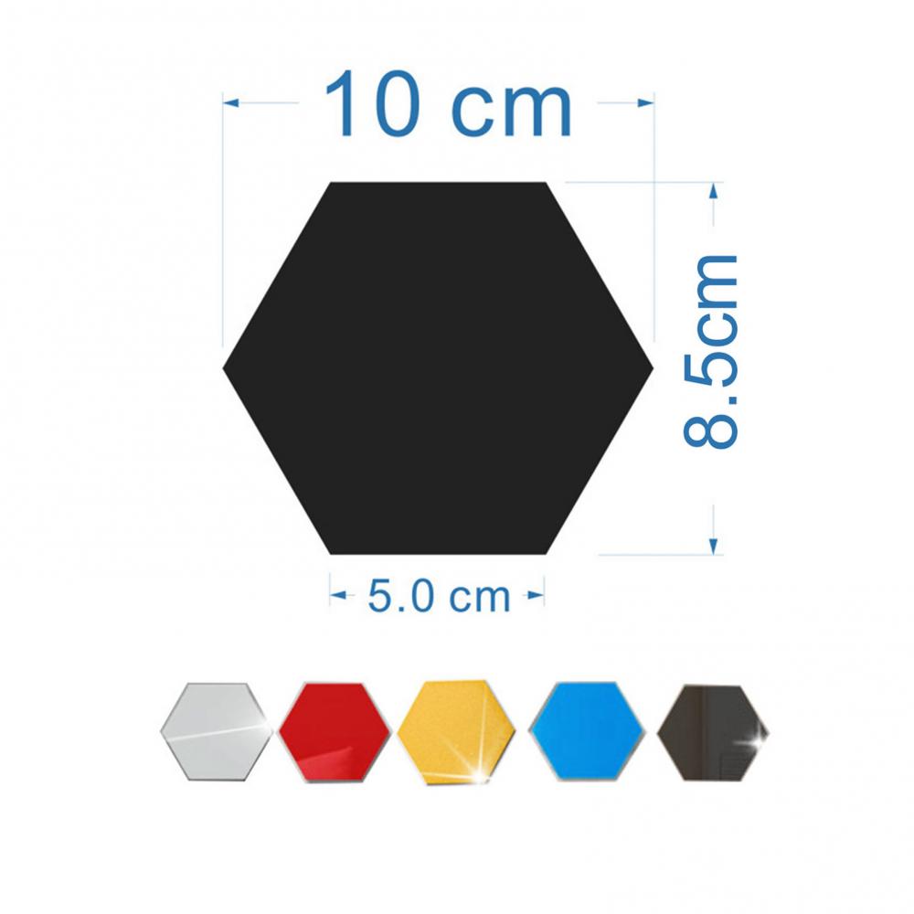 12Pcs Hexagonal Self Adhesive Mirror 3D Mirror Wall Sticker Home Decor Decorations DIY Removable Living Room Decal Art Ornaments