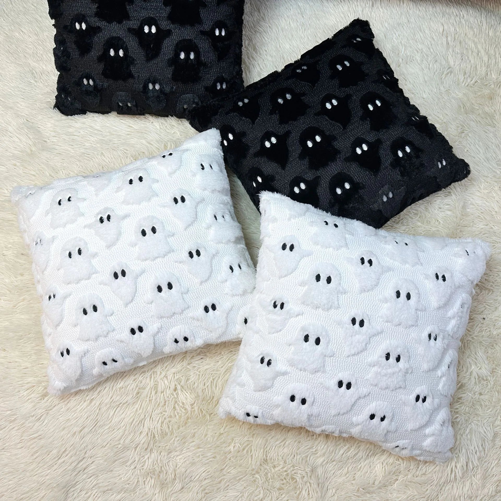 Halloween White 45x45cm Cute Ghost Decoration Pillow Cover Home Bedroom Living Room Sofa Fall Decor Halloween Pillow Covers