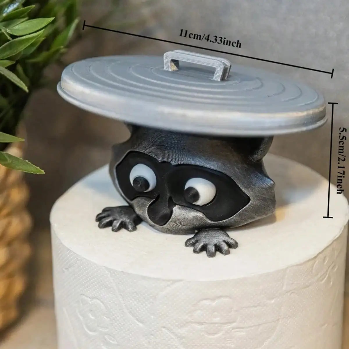 3D Printed Raccoon Toilet Paper Holder Adorable Playful Bathroom Decor with Lid Ideal Gift for Humor Lovers