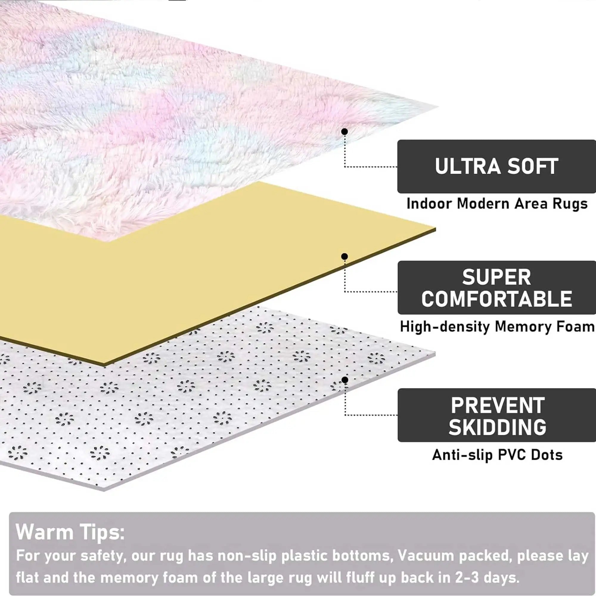 Kids Carpet Girl Rainbow Colors Carpets For Living Room Large Push Soft Bedroom Rugs Bedside Children's Room Floor Cute Mats
