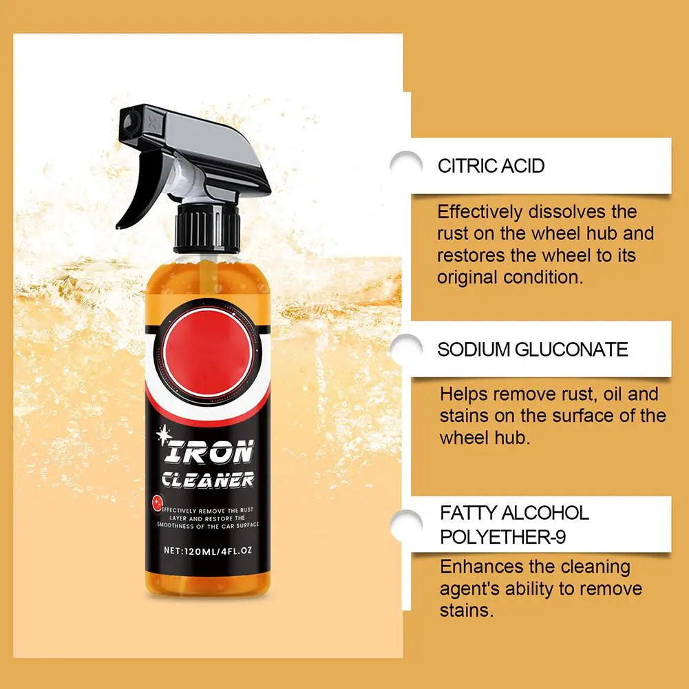 Rust Remover Spray 120ml Car Iron Remover Spray Long-lasting Auto Detailing Cleaner Automobile Maintenance Supplies For Bod N2O2