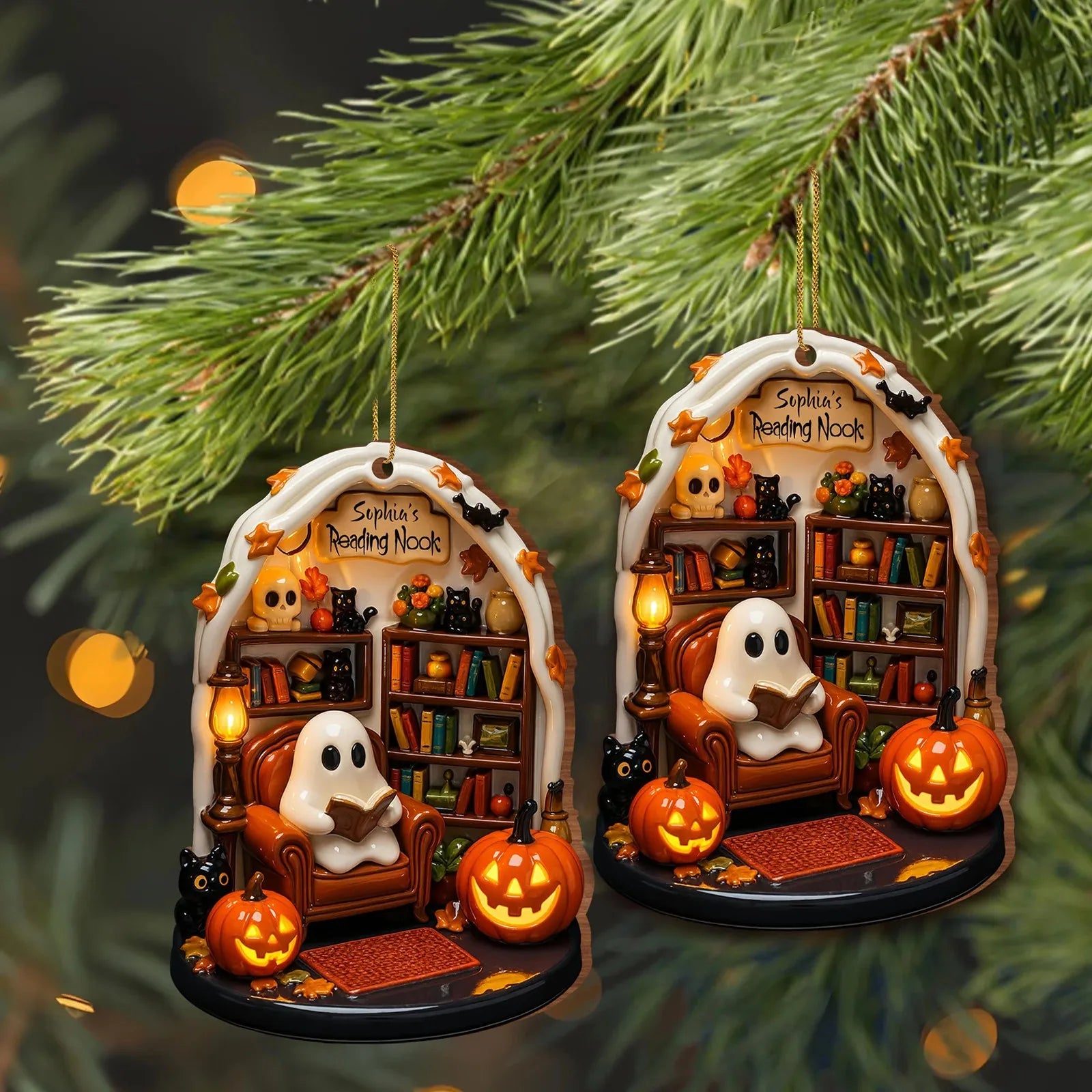 Halloween Read Ghost Ornaments 2d Flat Acrylic Hanging Decoration Halloween Night Decoration Indoor Home Festival Decor