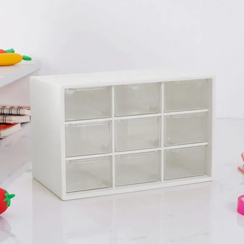 9 Grid drawer organizer Transparent Cute Small Drawer Partitioned Student Desk Wall-mounted Sundries Storage Box